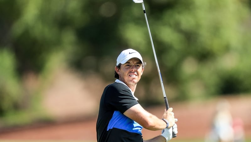 Rory McIlroy is two strokes off the lead in Dubai