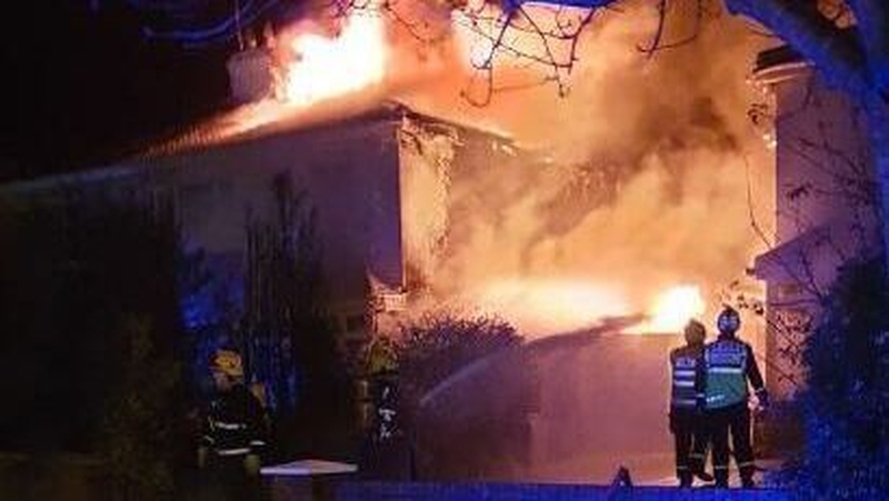 At least one of the houses has been extensively damaged (Pic: Meath Fire Service)