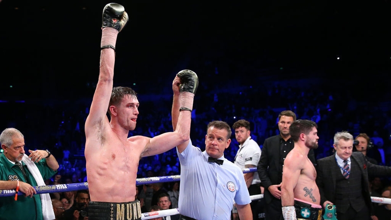 Callum SMith, left, had some anxious moments and was cut badly around the right eye, but took the decision 117-111, 116-112, 116-112 on the judges' scorecards