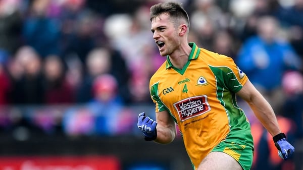 Liam Silke celebrates his goal against Padraig Pearses