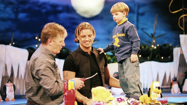 Pat Kenny with Keith and Jordan Duffy on 'The Late Late Toy Show' (1999)