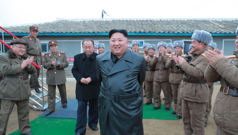 Kim Jong Un with members of the North Korean army