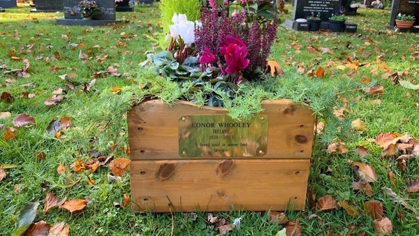 A grave marker has been put in place where Conor Whooley is buried