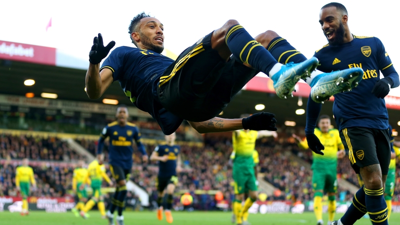 Arsenal's Pierre-Emerick Aubameyang celebrates