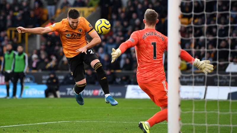 Matt Doherty heads home the equaliser for Wolves