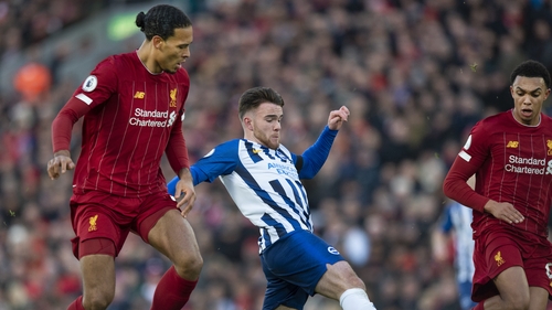 Aaron Connolly at Anfield on Saturday