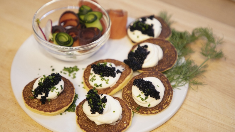 These can be served up at your next Christmas party along with smoked salmon, sour cream and scallions etc