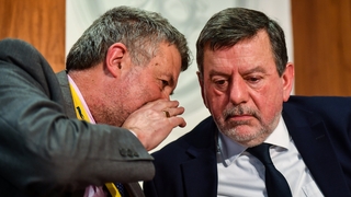 FAI President Donal Conway, right, and executive lead Paul Cooke at the publishing of the Association's 2018 accounts