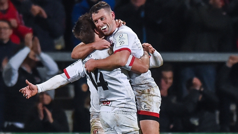 John Cooney, Billy Burns, and Louis Ludik celebrate the match-winning kick