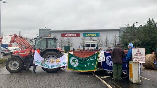 Farmers are blockading the distribution centre in Kilcock