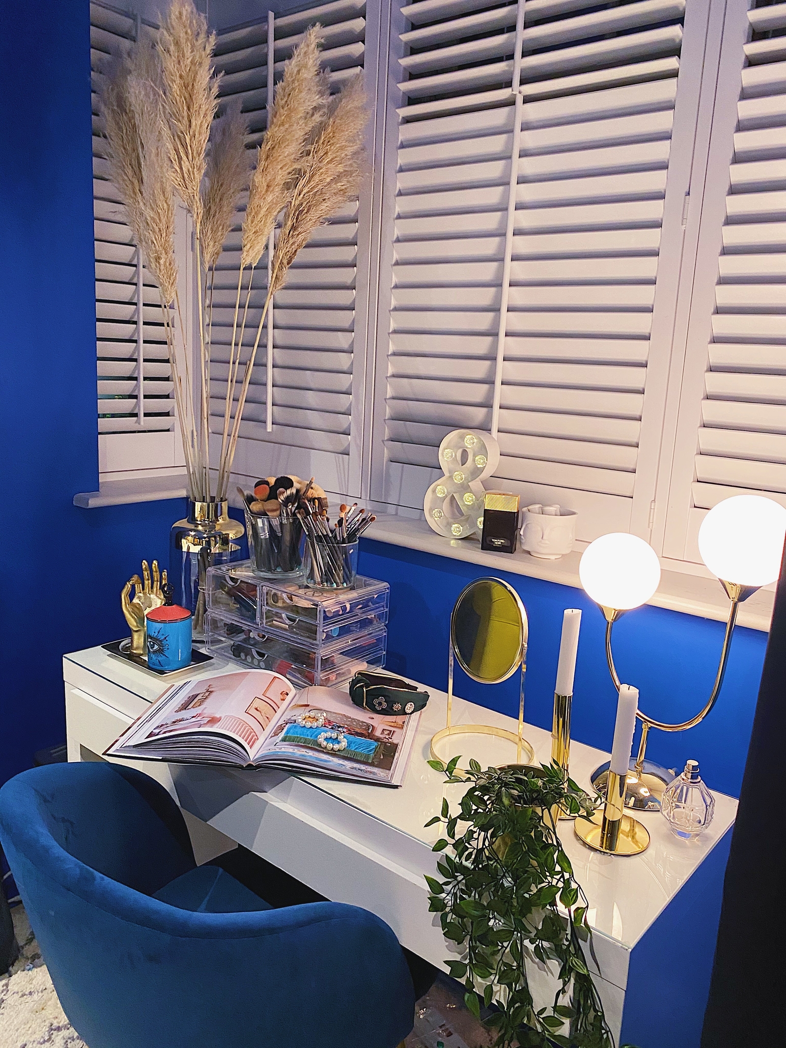 The Sostrene Grene chair adds a touch of decadence to the simple Ikea dressing table