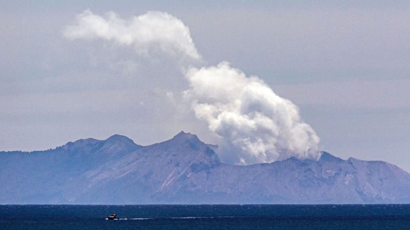 Steam is still rising from the White Island volcano
