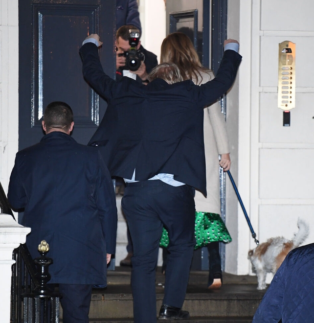 Boris Johnson and his partner Carrie Symonds leave Conservative Party Headquarters in Central London