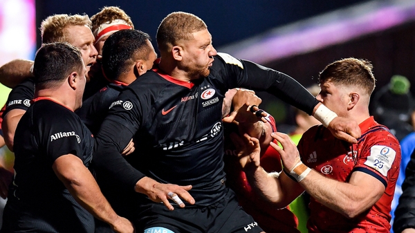 The melee spilt over the sidelines