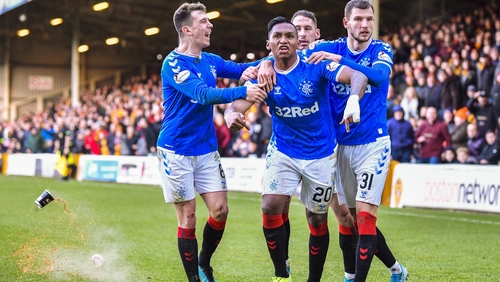 Alfredo Morelos was given a second yellow card