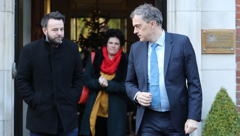 Colum Eastwood and Clare Hannah of the SDLP with Northern Ireland Secretary Julian Smith