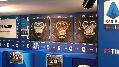 The artwork at Serie A headquarters in Milan