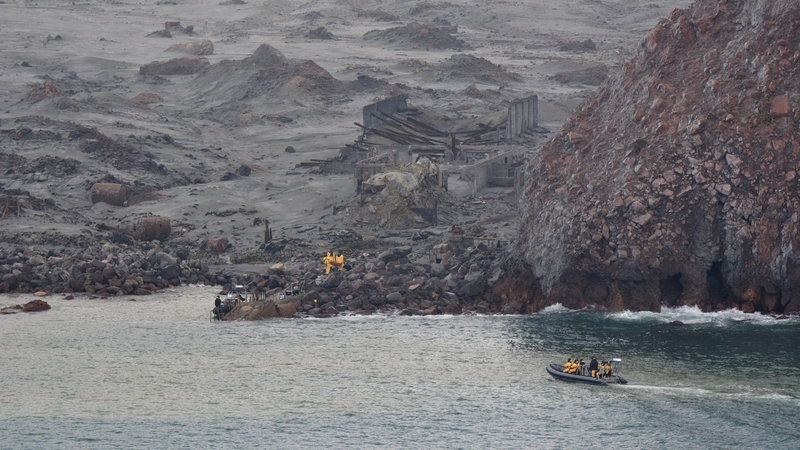 New Zealand navy personnel in search and rescue operations after the 2019 eruption on White Island