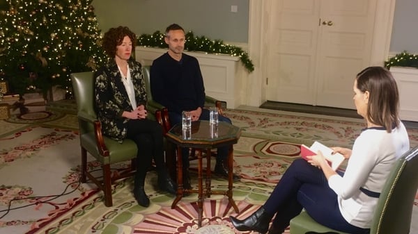 Meabh and Sebastien Quoirin talking to RTÉ's Jackie Fox