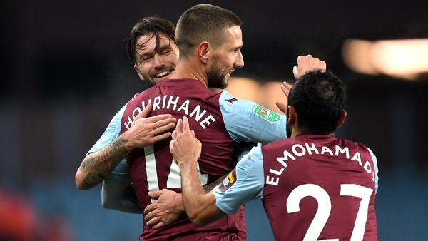 Conor Hourihane is congratulated by his team-mates after opening the scoring