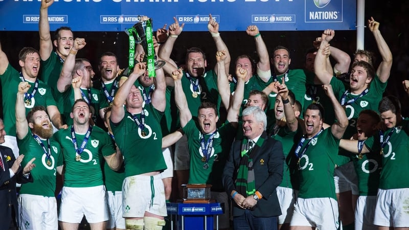 Ireland celebrate their Six Nations win in 2014
