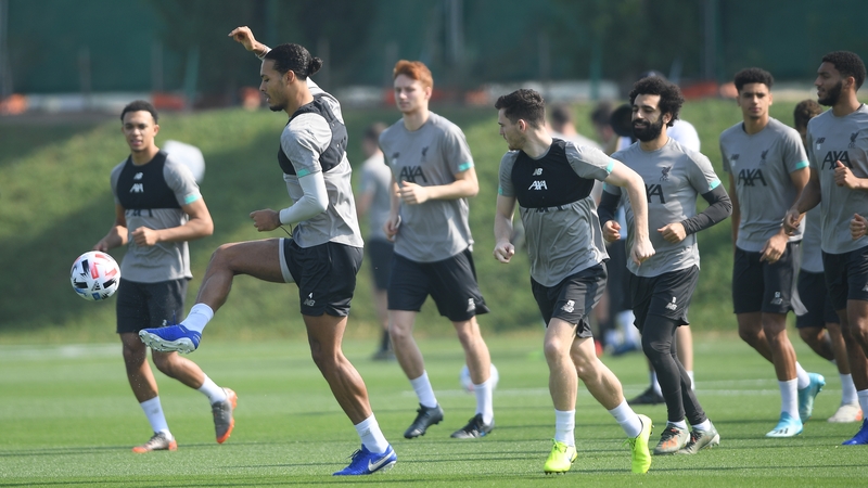 Virgil van Dijk leads a training session in Doha