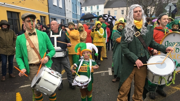 Since early afternoon wrenboys representing the various streets have been marching throughout the town