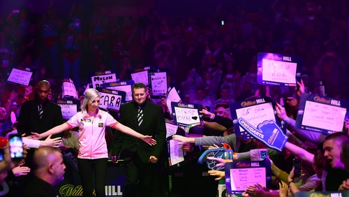 Fallon Sherrock lost her third-round match against Chris Dobey