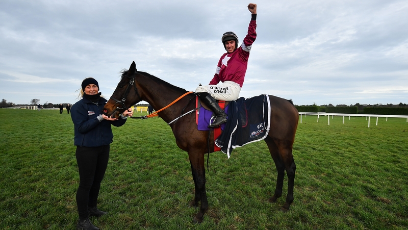 Jack Kennedy celebrates on Apple's Jade after winning the Frank Ward Memorial Hurdle