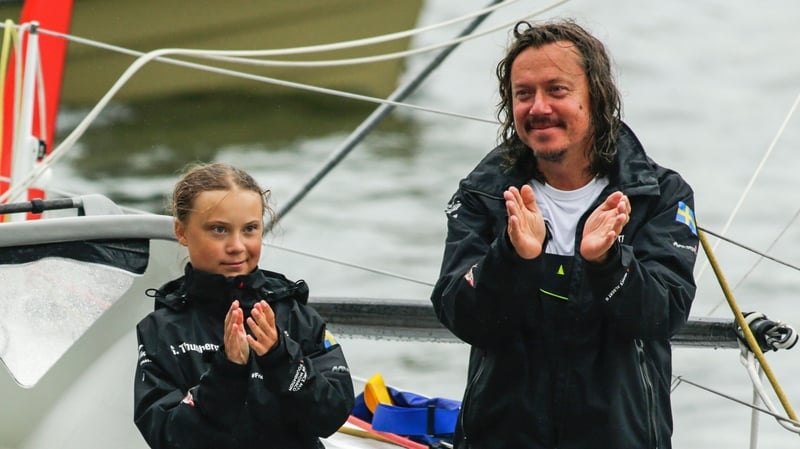 Greta's father Svante has accompanied her on her trips across the ocean