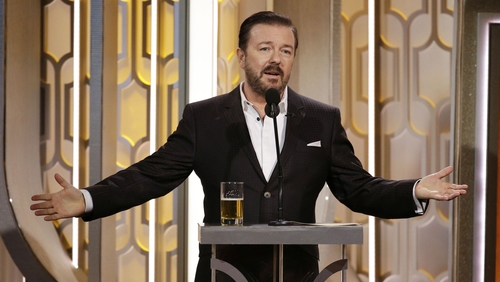 Ricky Gervais hosting the Golden Globes