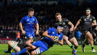 Max Deegan goes over for Leinster's opening try