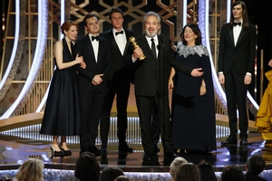 1917 won Best Picture - Drama. Director Mendes collected the gong and said: "This is a huge huge thing for this movie, its difficult to make movies without big movie stars in the lead and get people to come and see it in a movie theatre."