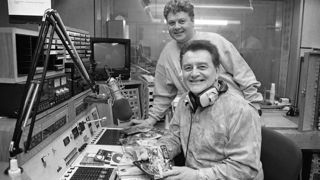 Larry Gogan and his son, Gerry, at RTÉ Radio Centre, 1993