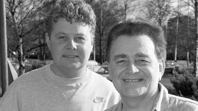 Larry Gogan and his son, Gerry, at RTÉ Radio Centre, 1993