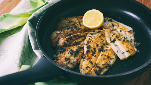 Grilled Plaice with Roast Garlic & Parsley