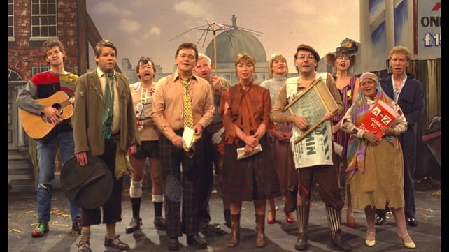 Larry Gogan in the RTÉ Pantomime Mother Goose in 1986