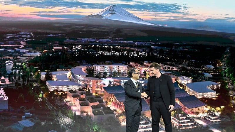 Toyota President and CEO Akio Toyoda and Bjarke Ingels Group founder Bjarke Ingels at CES in Las Vegas