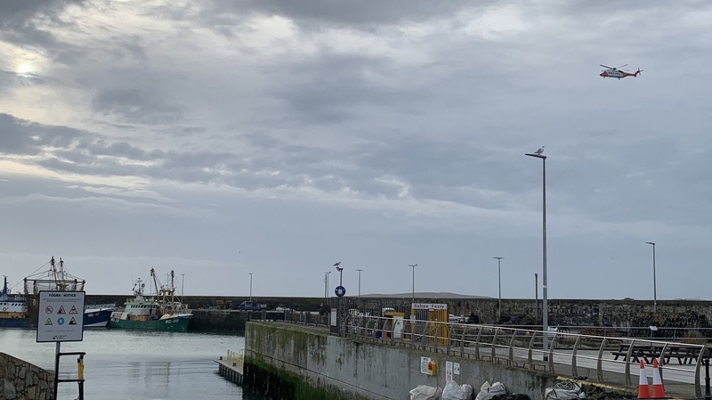 The R117 search and rescue helicopter over Kilmore Quay today