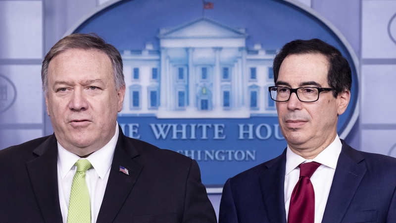 US Secretary of State Mike Pompeo (L) and Treasury Secretary Steven Mnuchin