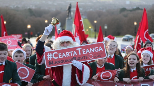 Campaigners calling for an Irish Language Act at Stormont last month