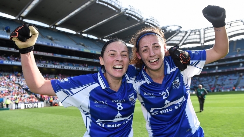 Michelle Ryan (R) with her sister Louise after Waterford's win in the 2015 All-Ireland intermediate final