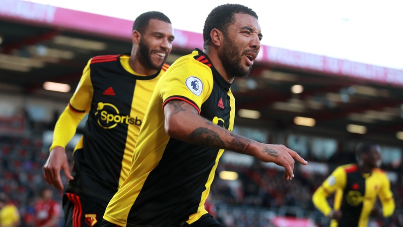 Troy Deeney (R) in action for Watford