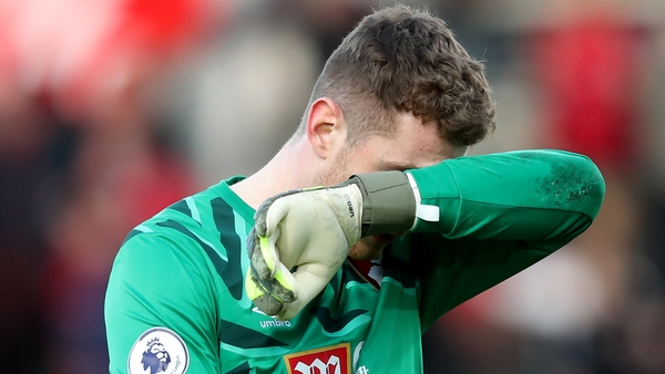 Mark Travers can't look after his howler against the Hornets
