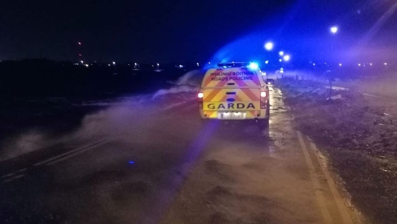 Gardaí in Salthill at high tide this evening (Pic: @GardaTraffic)