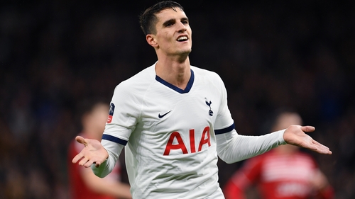 Erik Lamela celebrates scoring Tottenham's second goal