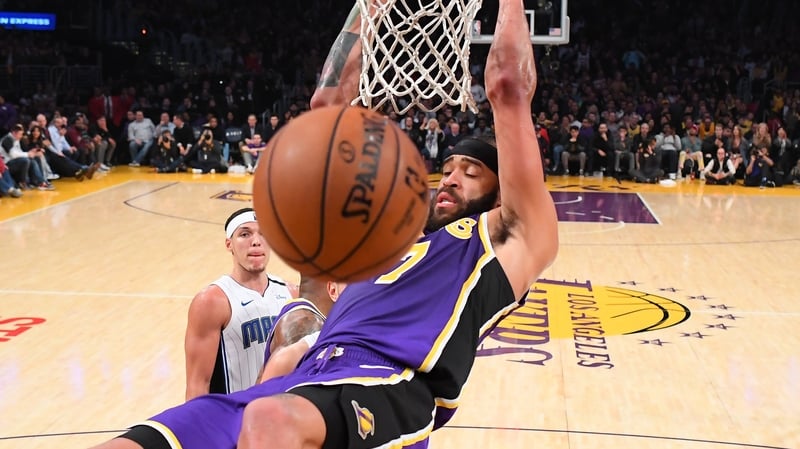 JaVale McGee #7 of the Los Angeles Lakers