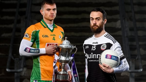Corofin's Liam Silke, left, and Kilcoo's Conor Laverty ahead of Sunday's decider