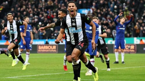 Isaac Hayden celebrates Newcastle's late winner at St James' Park