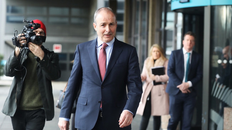 Micheál Martin leaves RTÉ after his interview on the This Week radio programme (Pic: RollingNews.ie)